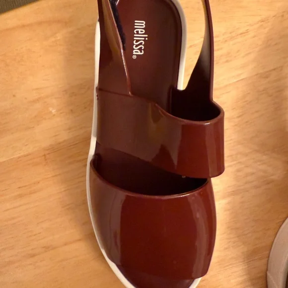Melissa jelly banded Velcro sling backs - burgundy color - Picture 2 of 7